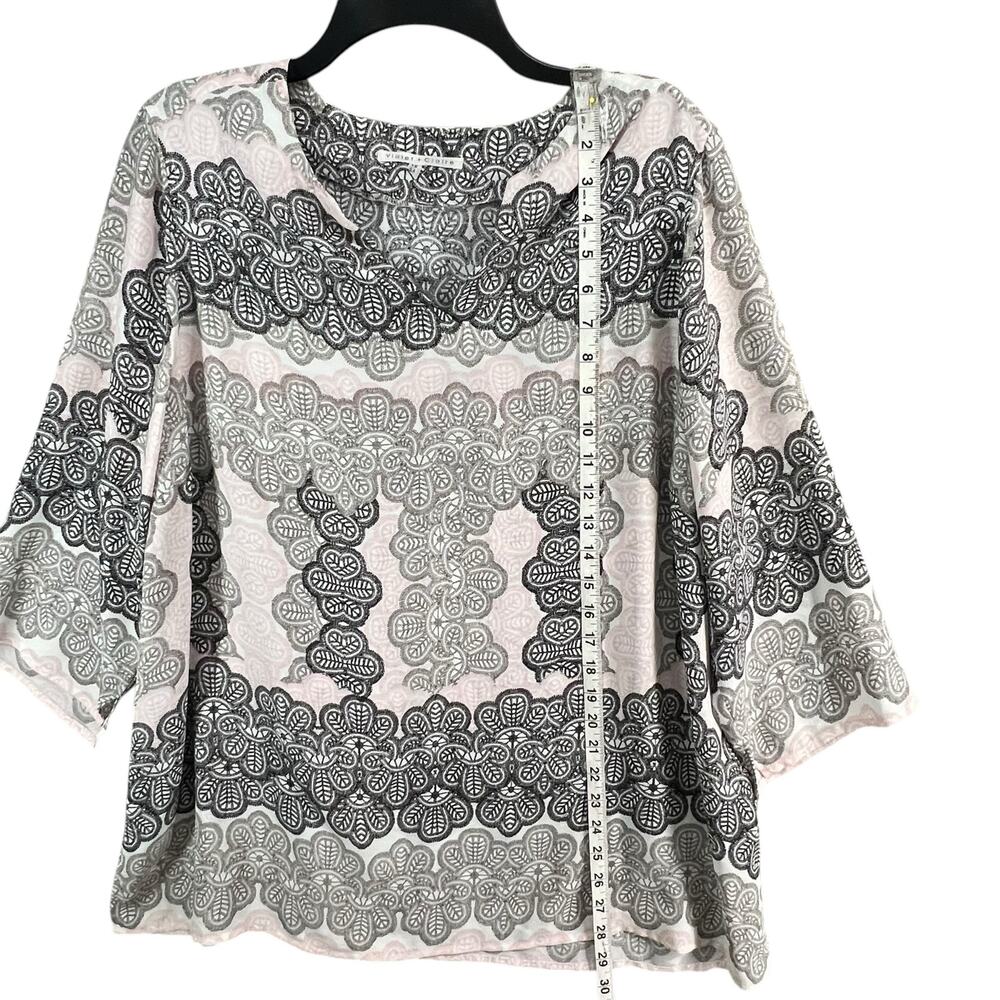 Violet & Claire Blouse Womens 1X Pink Gray Black Floral 3/4 Sleeve Casual Boho - Picture 6 of 13